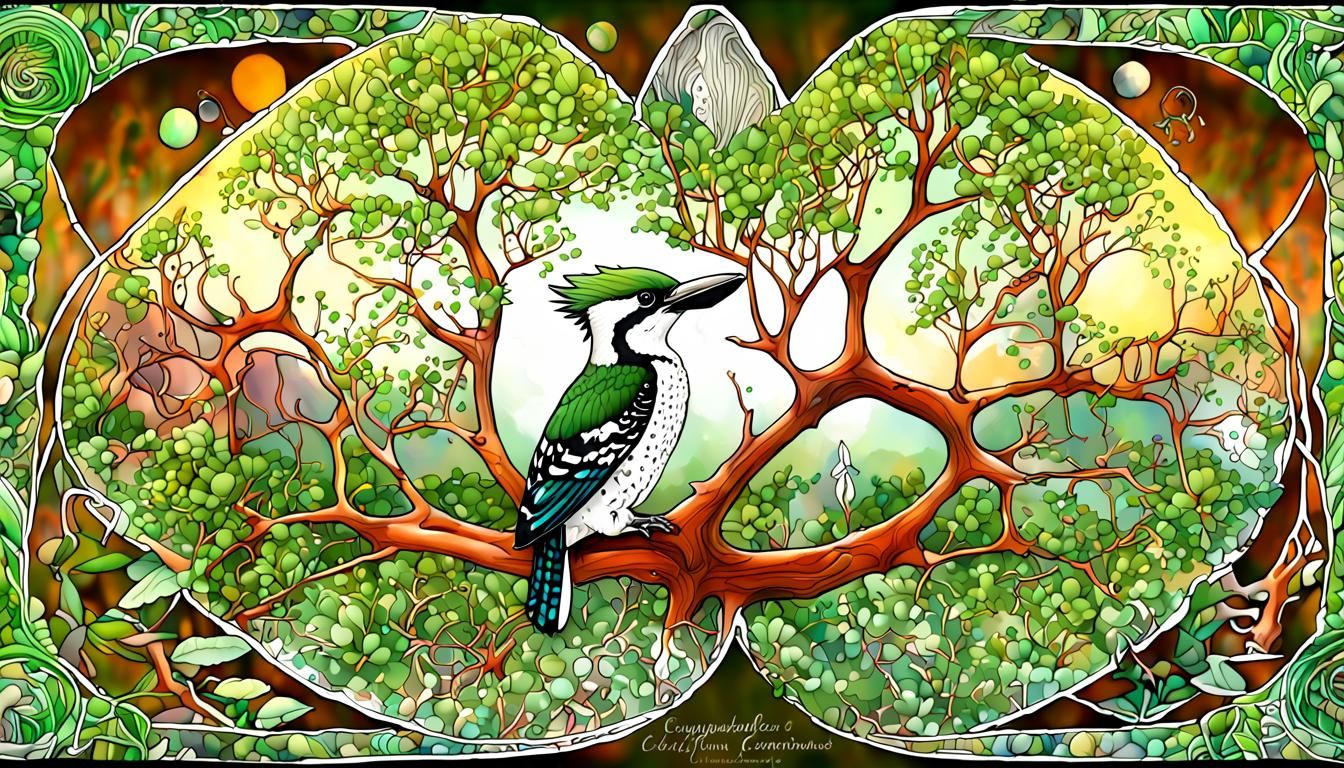 Fractal Australian Nature Scene with Celtic Knotwork