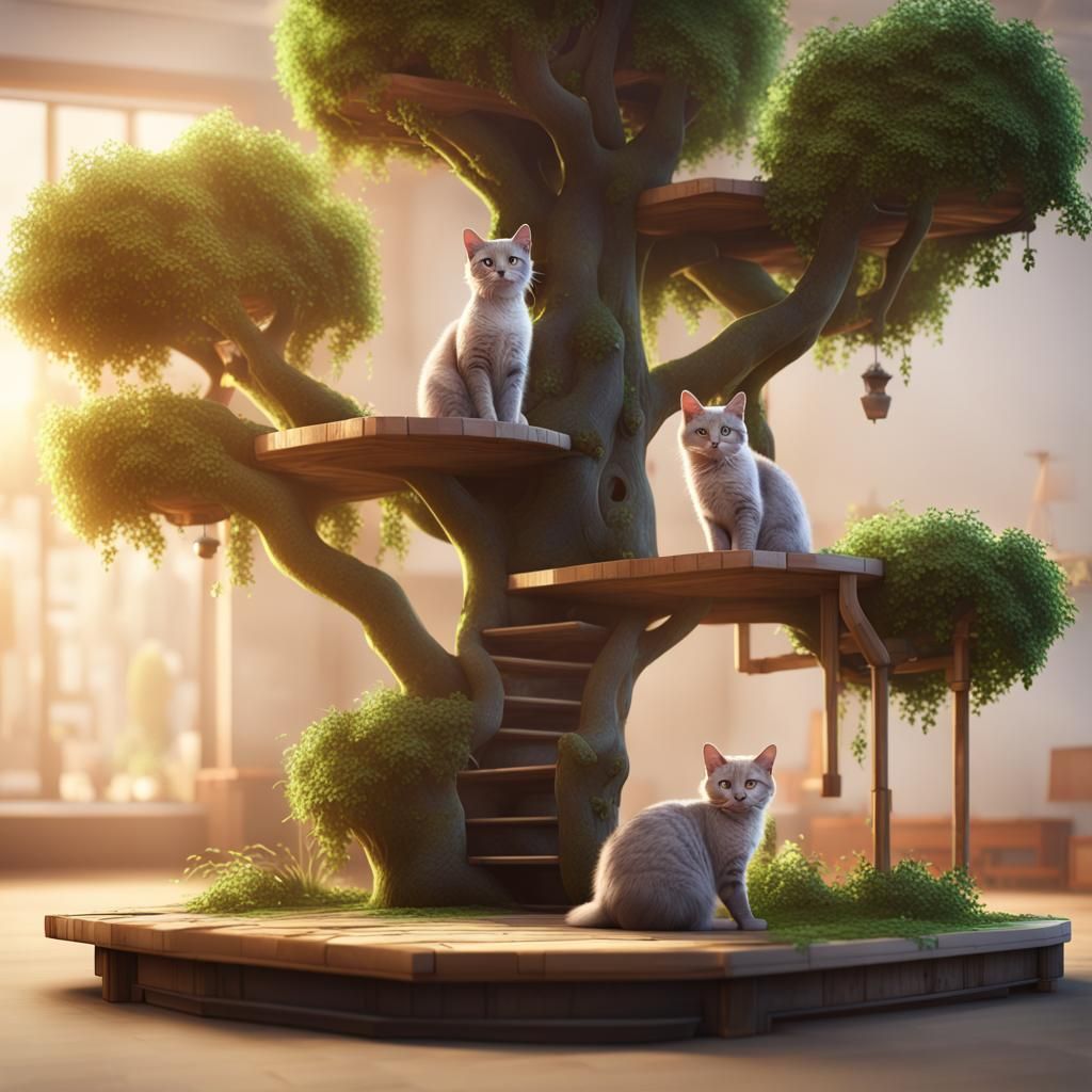 Cat Tree with Infinity Steps: 3D Game Art