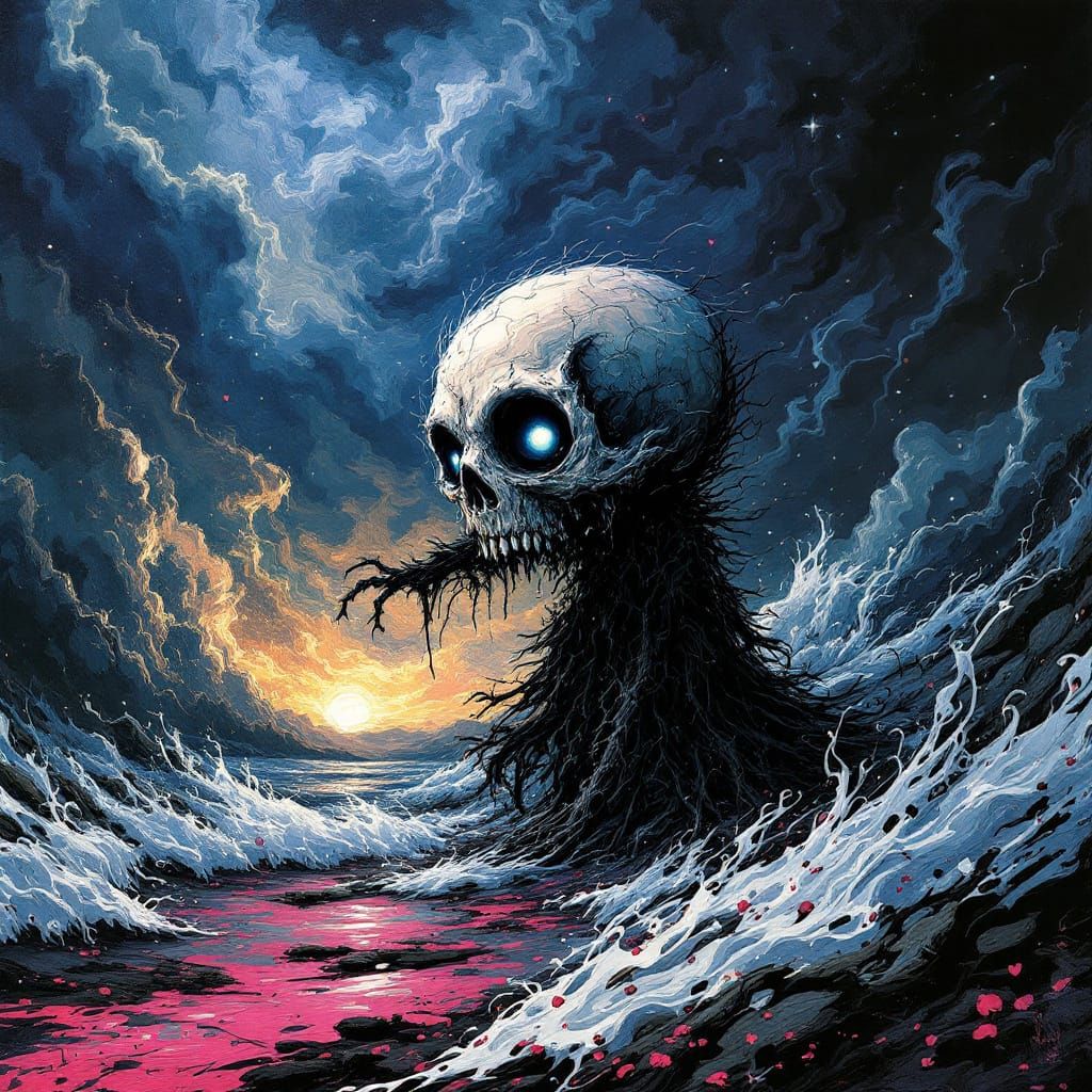 Eerie Halloween Card with Psychedelic Storm