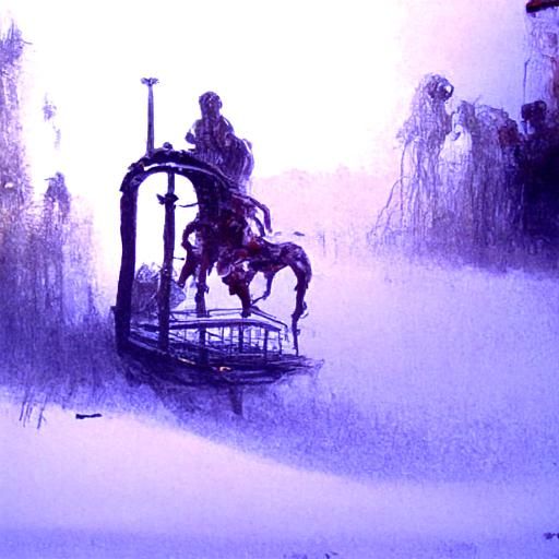 Eerie Carousel in Fog, Gothic Horror Style