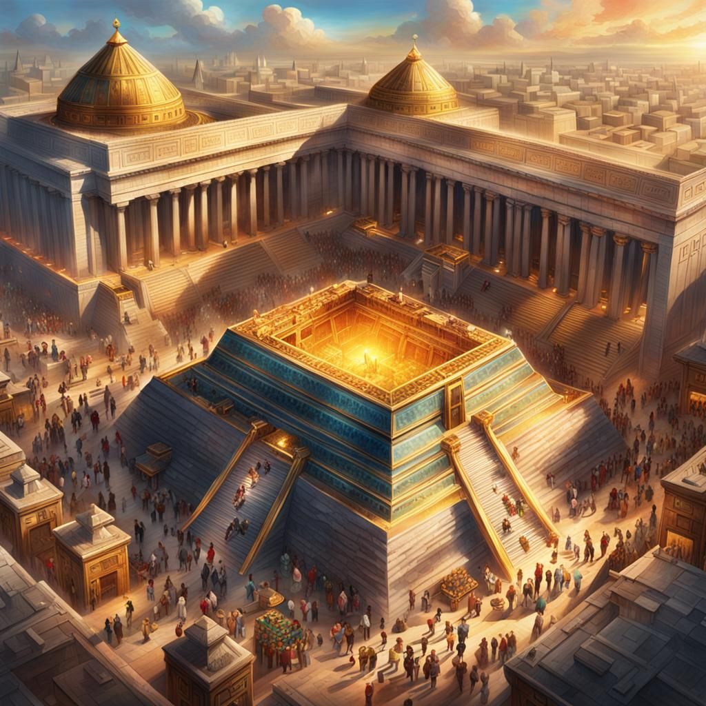 King Solomon's Temple: Glowing Cloud, Hyperrealistic Art