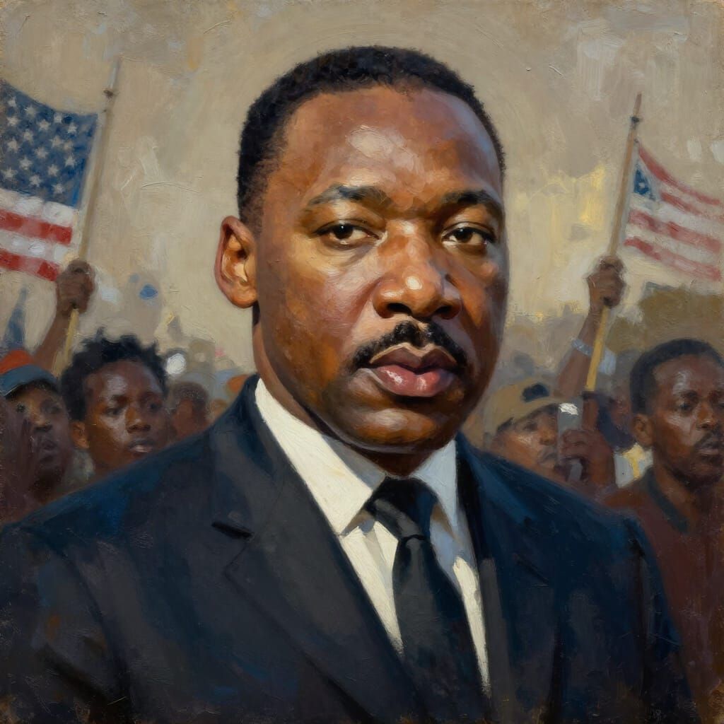Martin Luther King Jr. in Dramatic Oil Painting Style