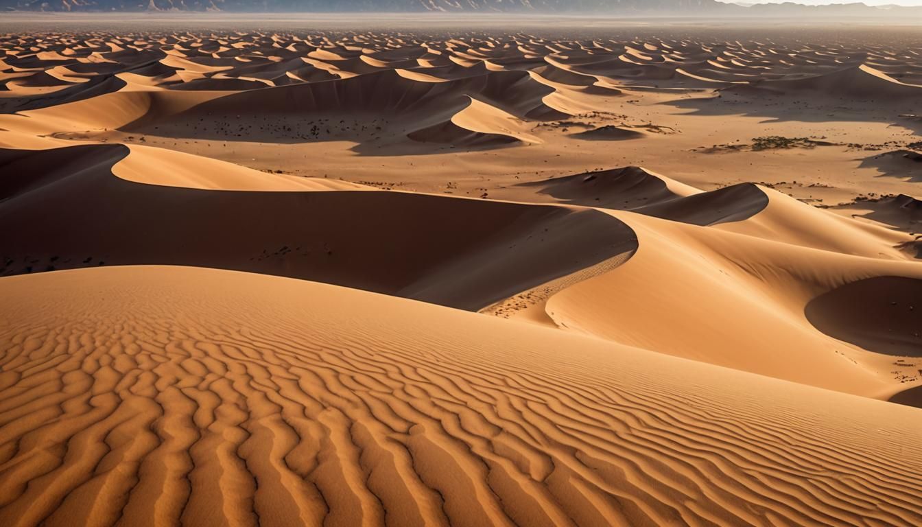 Dramatic Desert Landscape with Wind-Sculpted Sand Dunes