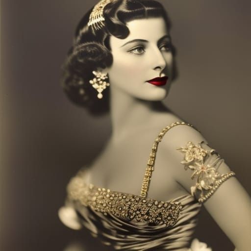 Vintage Portrait of Spanish Princess as Femme Fatale