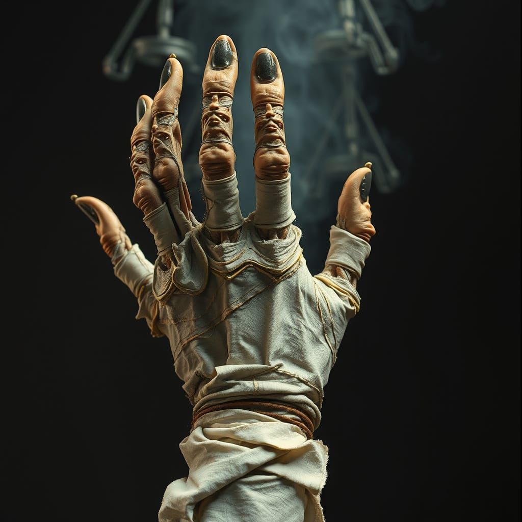 Mummified Hand in Dark Surrealist Style