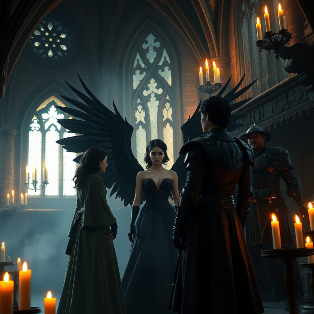 Gothic Star Trek Femme Fatale in a Dark Castle with Fiends