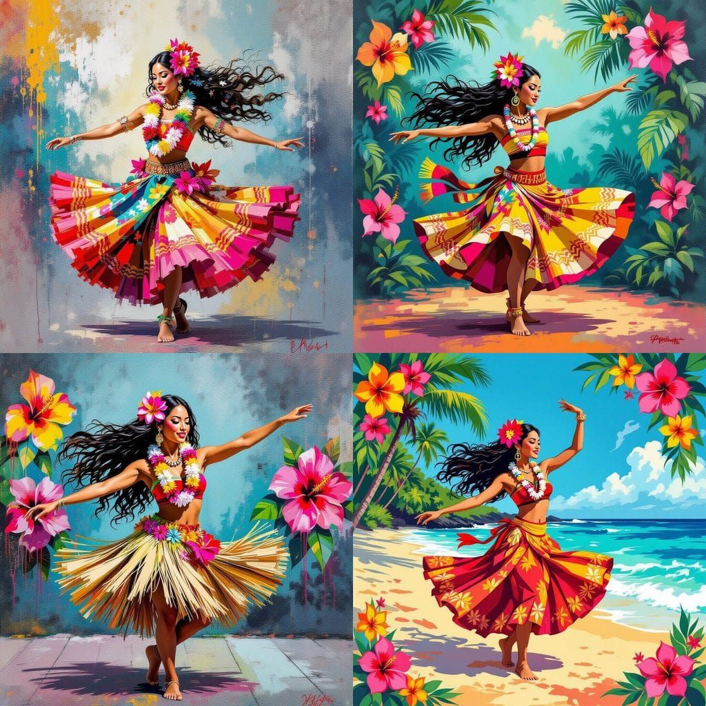 Graffiti Style Hawaiian Hula Dancer