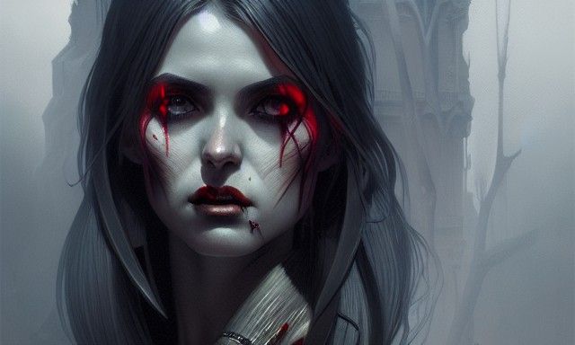 Stunning Vampire Woman Portrait in Digital Art Style