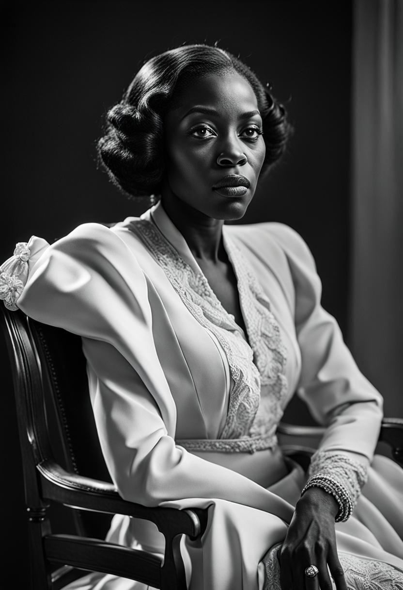 Vintage Portrait of Black Woman in Ambient Light