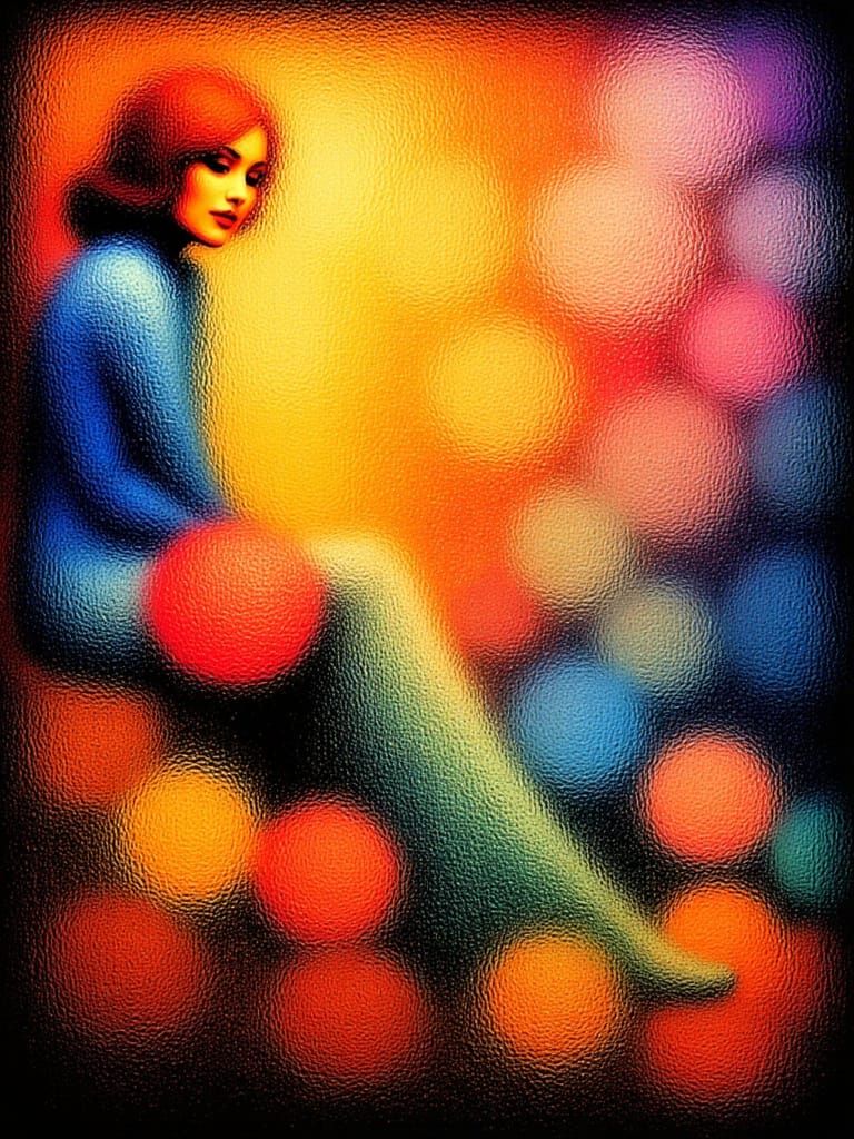 Heart Flowers Bloom in Frosted Glass Style