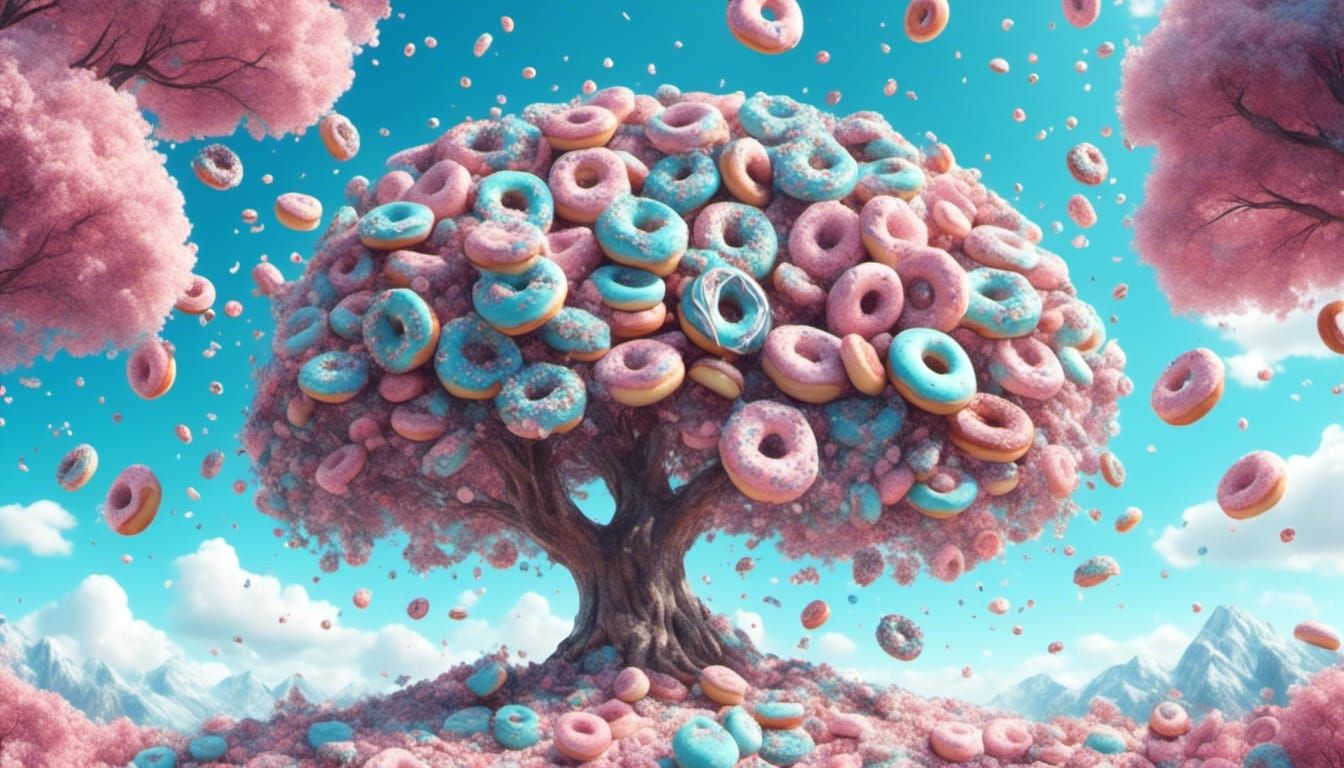 Donut Tree in Pastel Fantasy Valley
