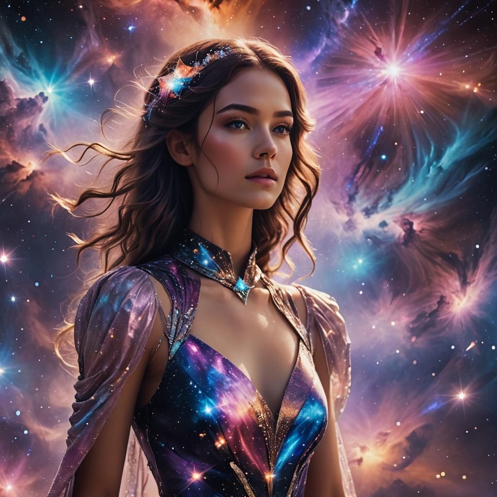 Galactic Beauty in Dreamy Ethereal Portrait