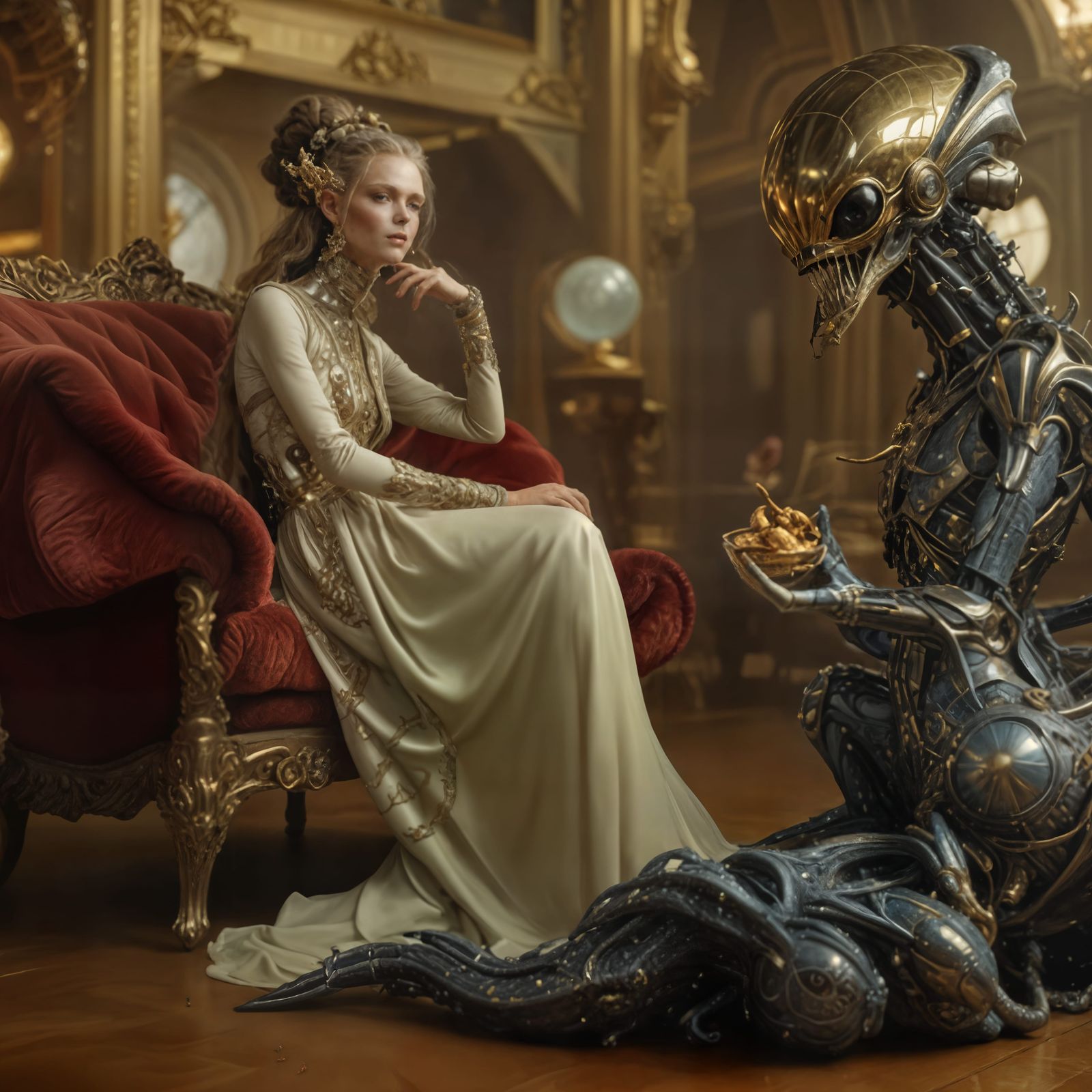 "Madame, I have for you, roasted garlic cloves - unpeeled.!
->
'Obsequious today, aren't you? How much, and of what is...