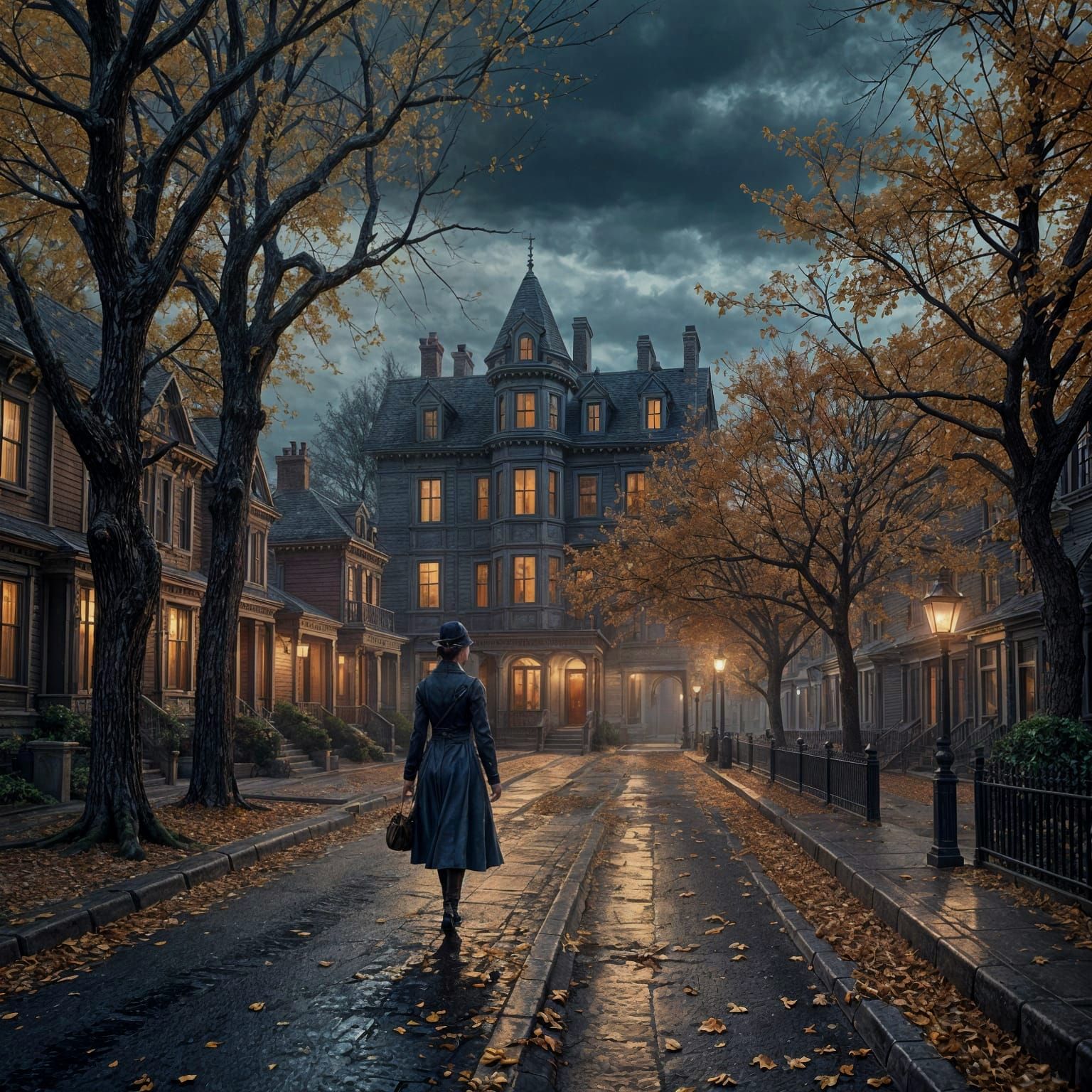 she … walking along the dimly lit road in 1913