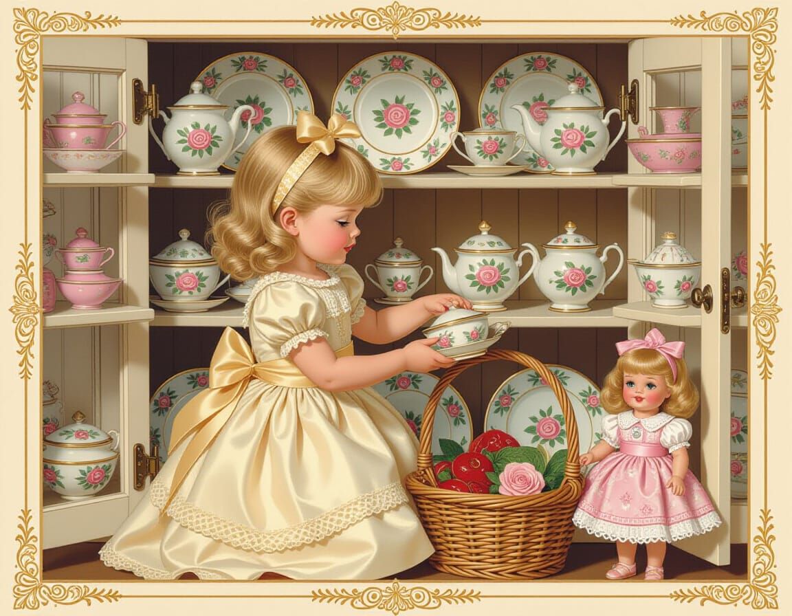 Girl Organizes Pantry in Vintage Pin-Up Style