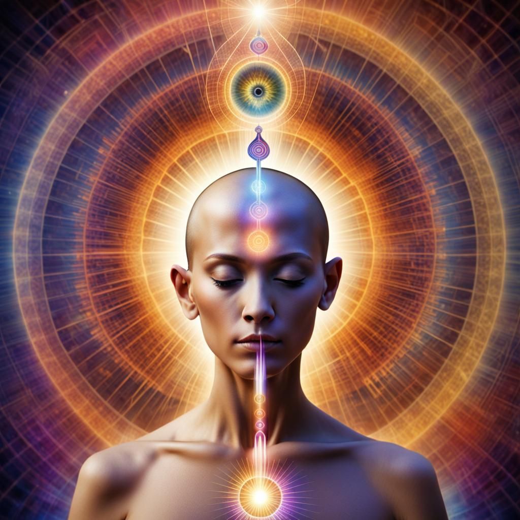 Meditational Album Cover with Tuning Fork and Monk