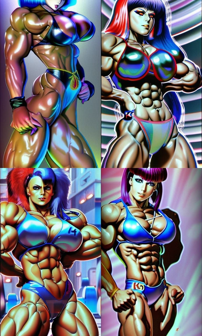KOF Style Bodybuilder Character Illustration