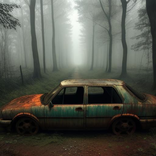 Silent Hill Forest: Dystopian Abandoned Car