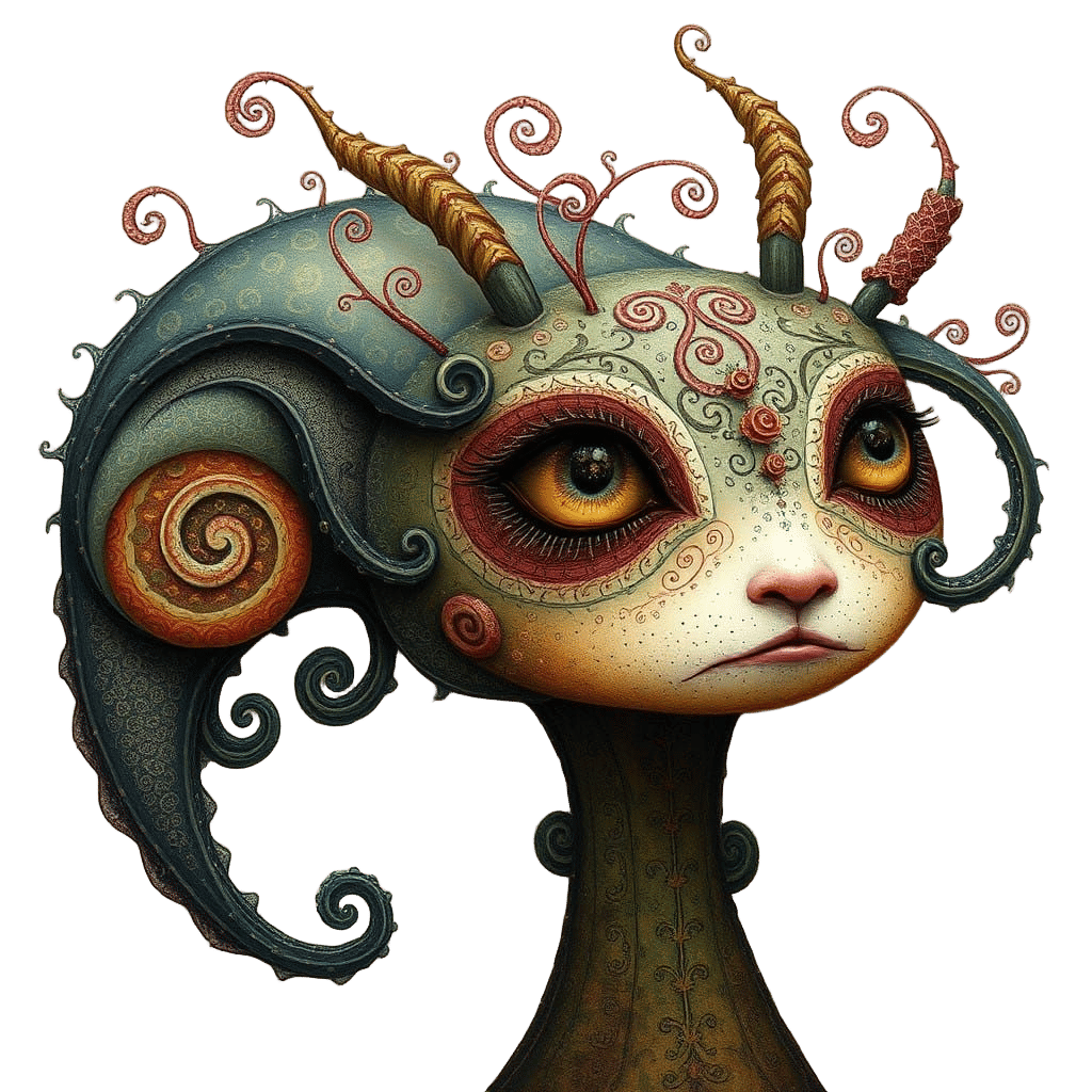 Whimsical Folk-Art Inspired Creature in a Dreamlike Atmosphe...