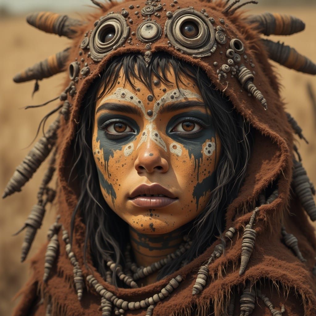 Mysterious Navajo Skinwalker in Midnight Landscape