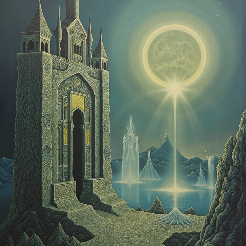 Mystical Gate to Gothic Realm in Esoteric Surrealism