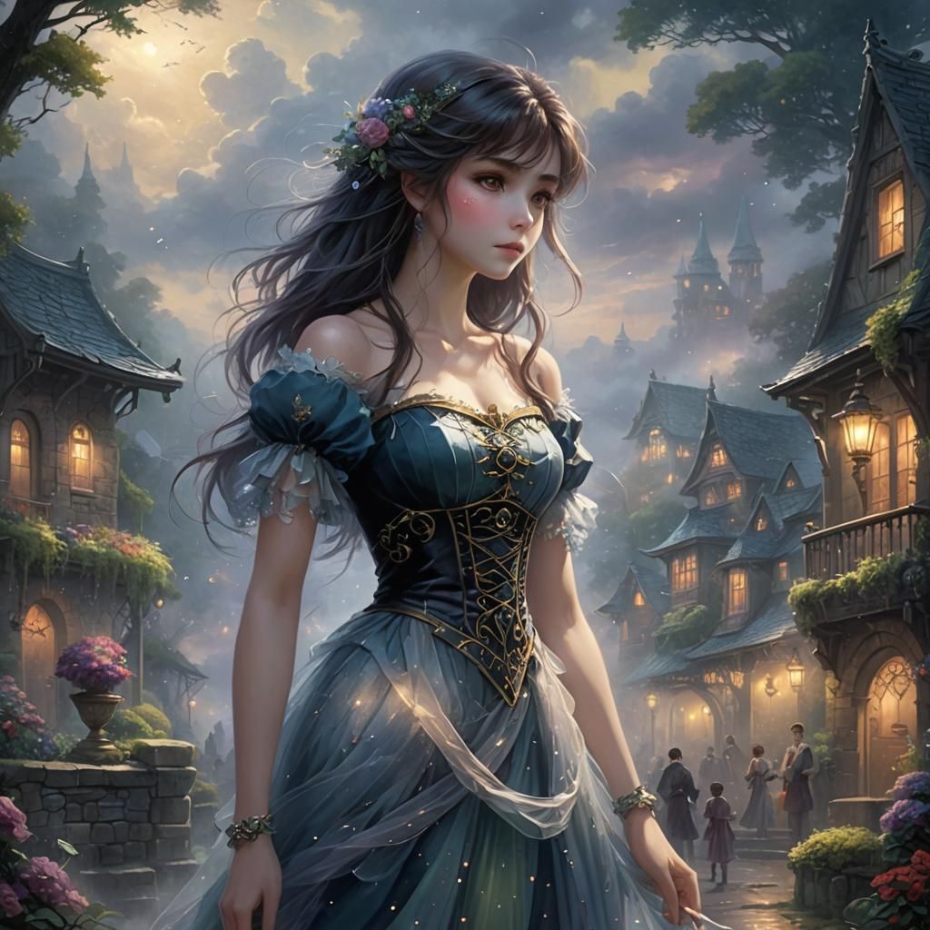 Ethereal Dark Anime Character in Fantasy Mist