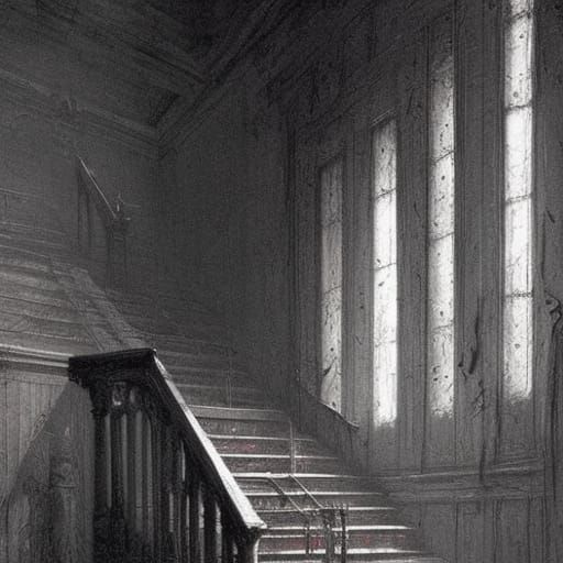 Haunted Stairs in Gothic Horror Style