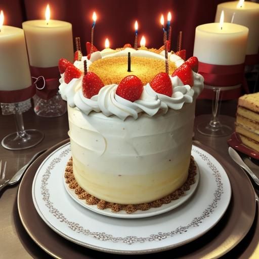 Celebration with Candle, Gifts and Seedcake