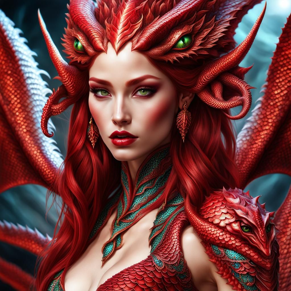 Alluring Alien Draconian Shapeshifter in Detailed Digital Ar...