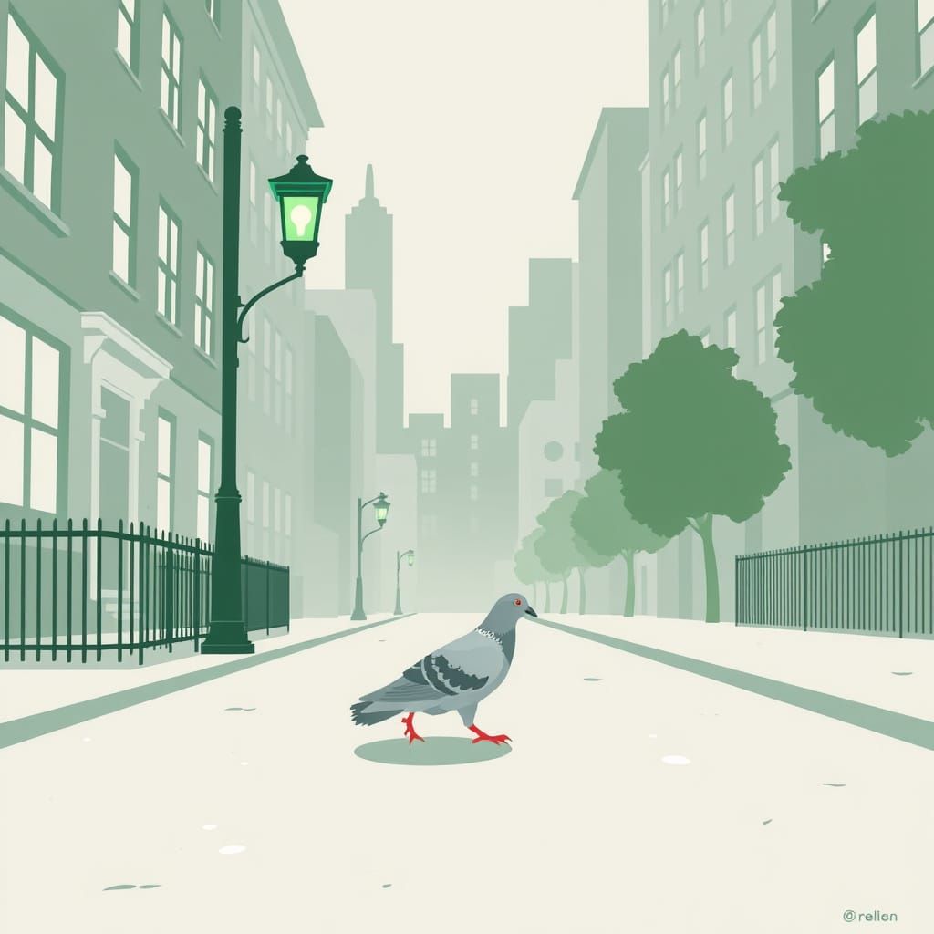 Green Lantern Creates Pigeon in Minimalist Green and White A...