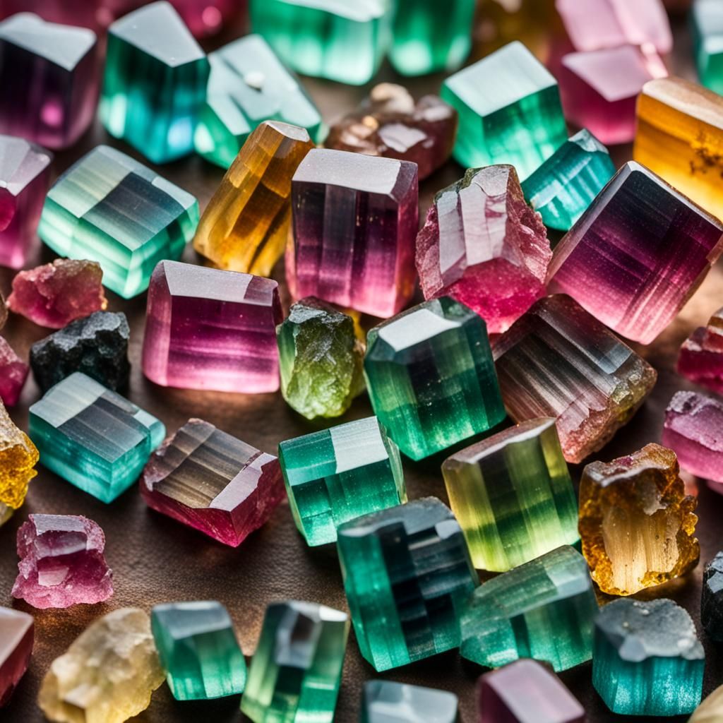 Stunning Multicolored Tourmaline Crystals in Natural Light