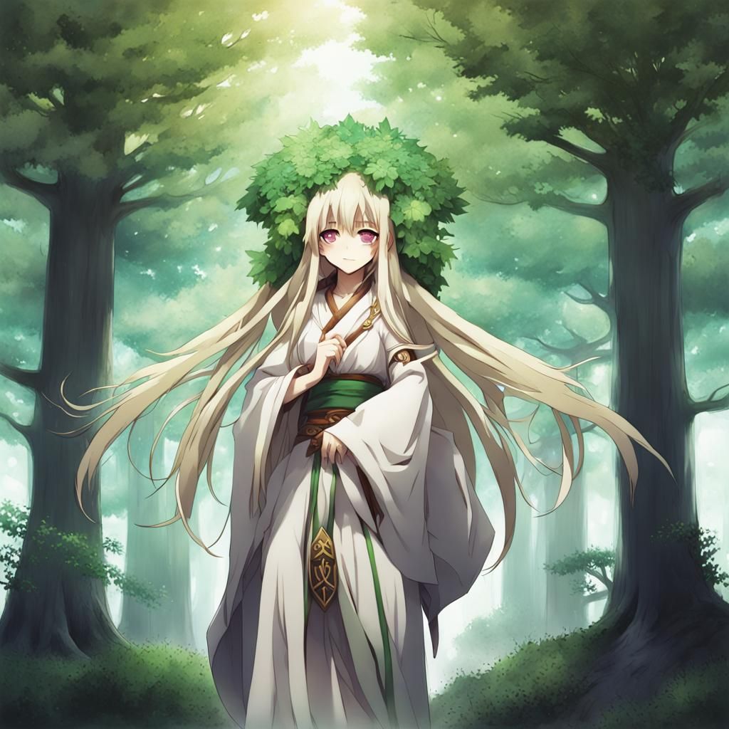 Anime-Style Druid Illustration