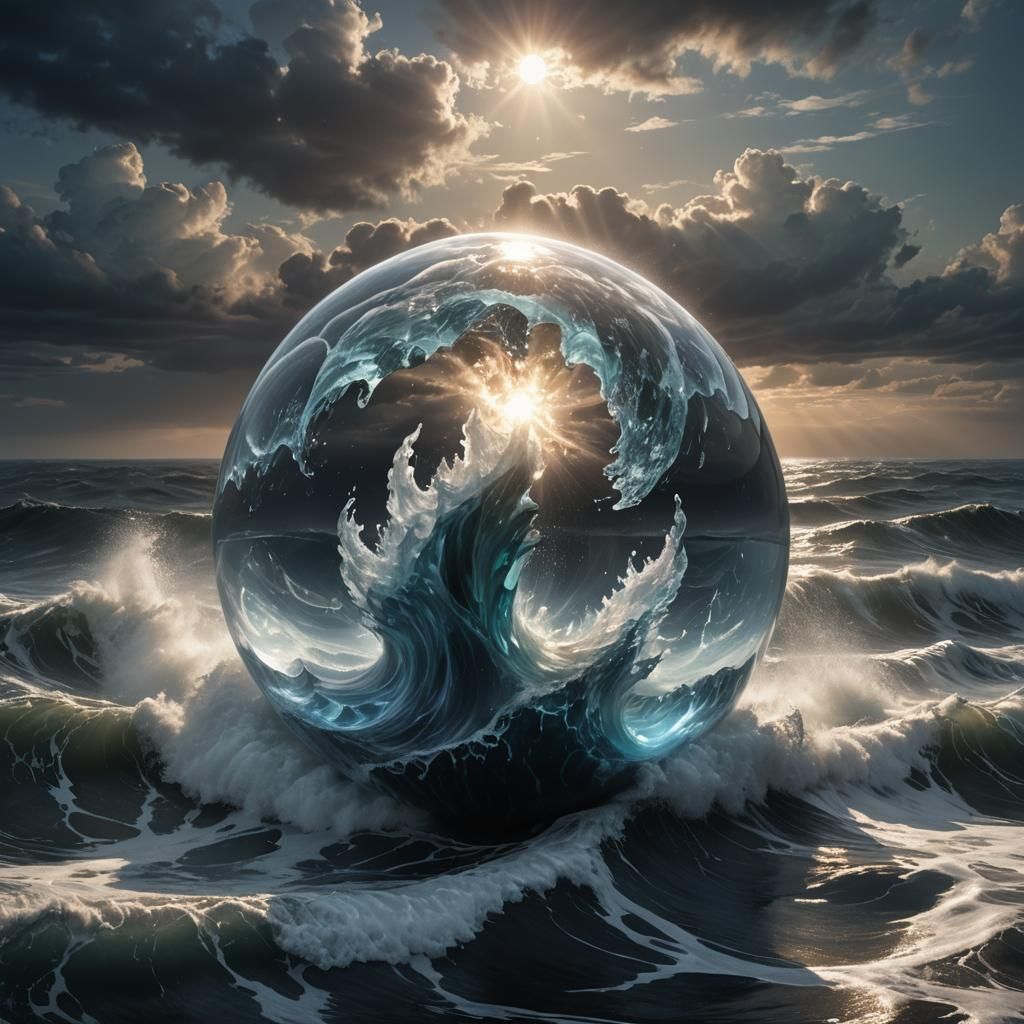 Elemental Water Sphere: Photorealistic Epic Artwork
