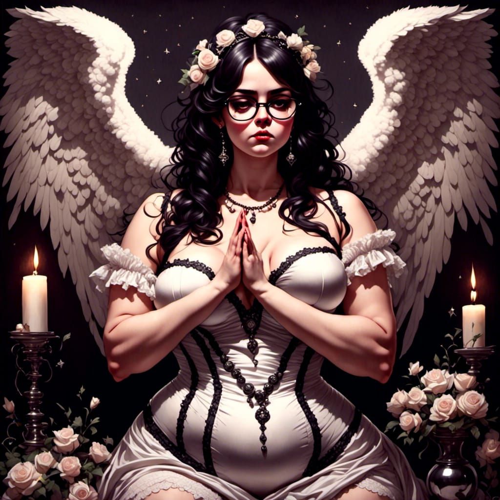 Brunette Angel in Gothic Glamour Style