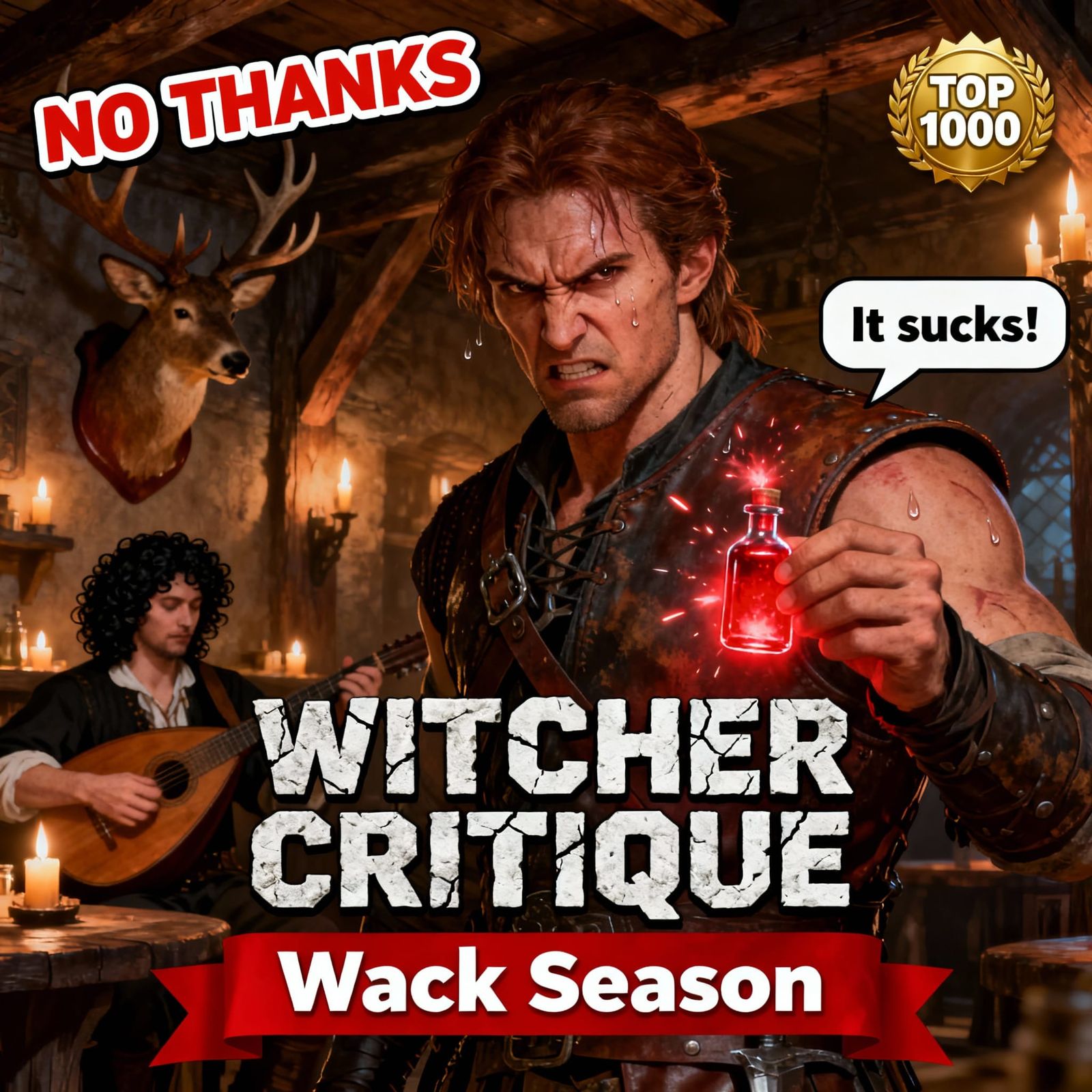 Mercenary Holds Exploding Vial in Dark Tavern