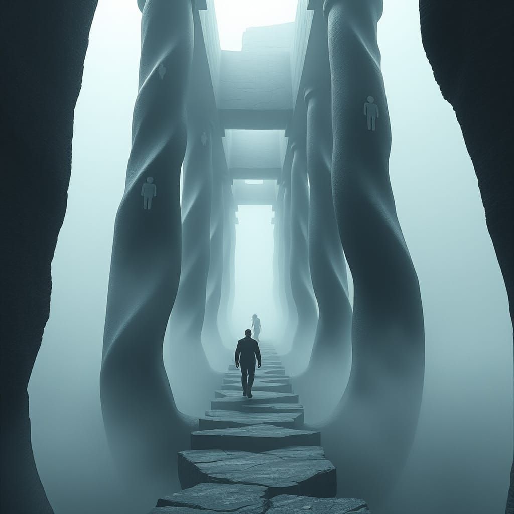 Surreal Dreamscape: Fractured Architecture in Ethereal Light