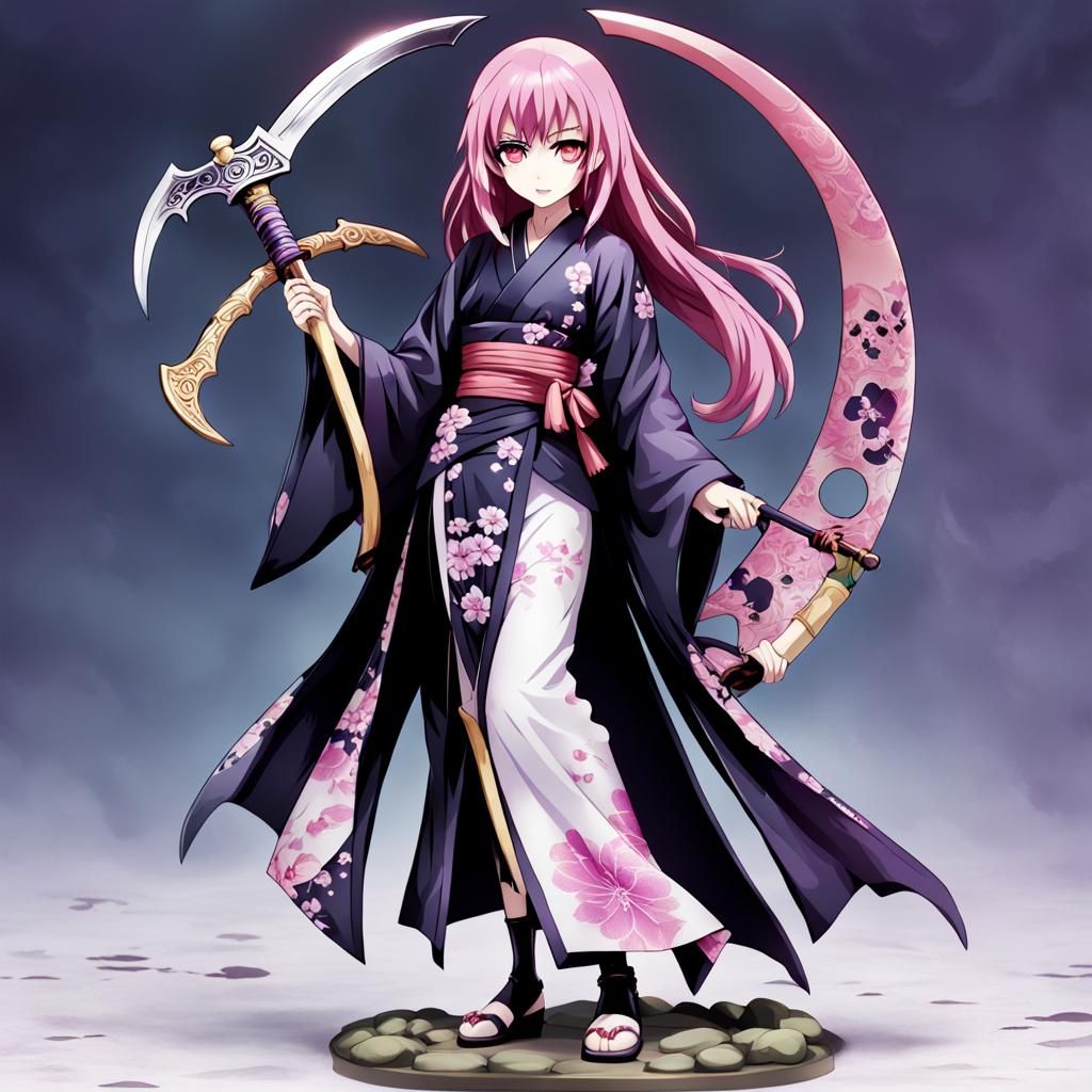 Anime Figurine of Pink-Haired Female Reaper
