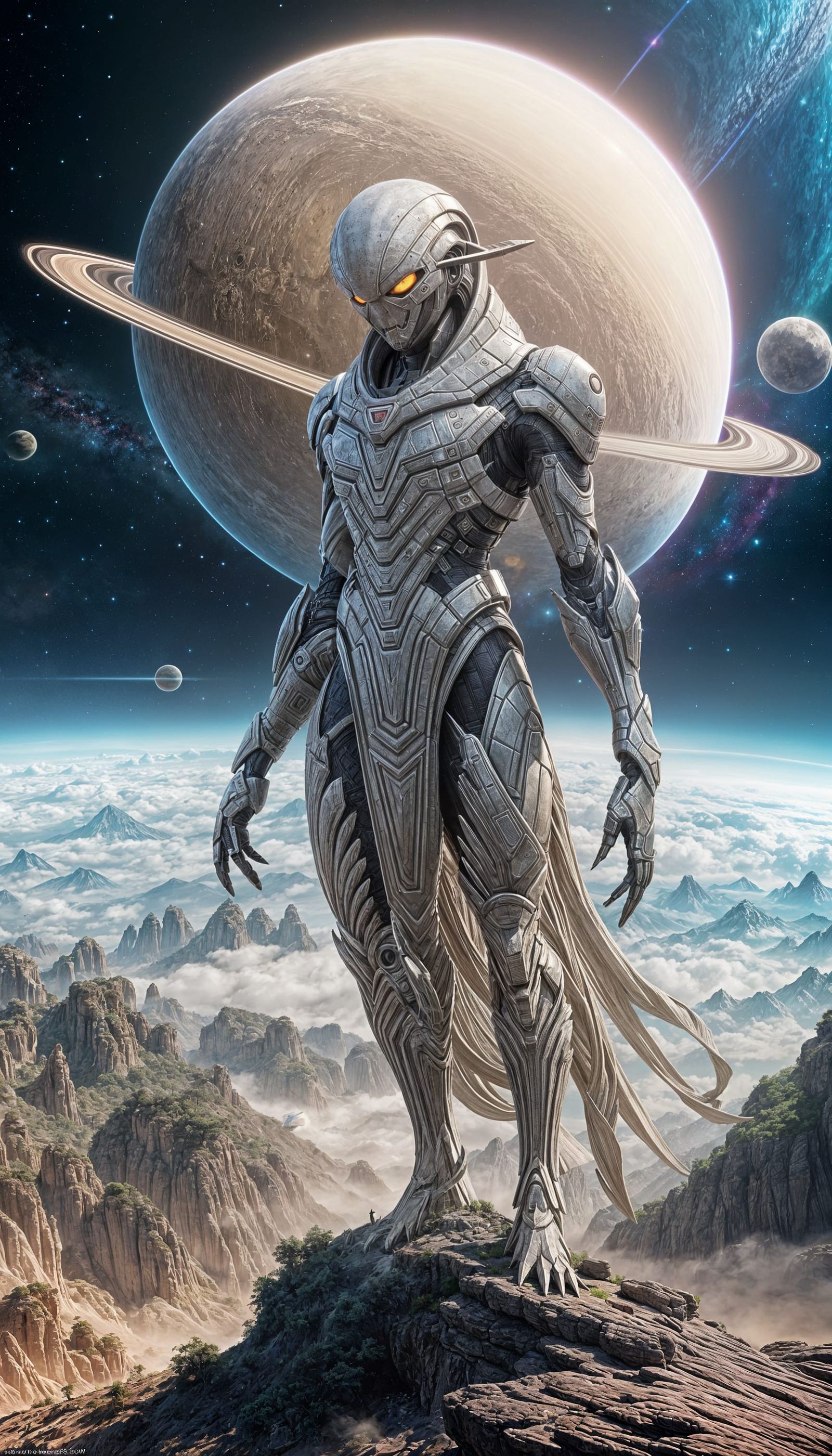 Anime Style Alien God Above Saturn