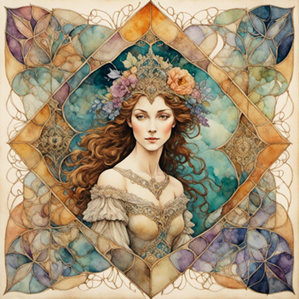 Watercolor Portrait of Catherine Middleton on Parchment