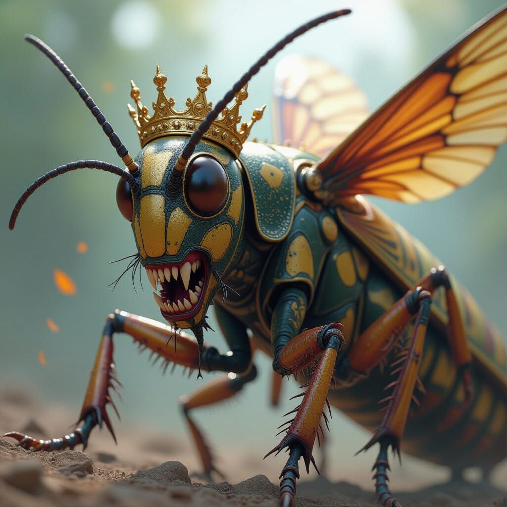 Monstrous Locusts with Golden Crowns and Human Faces