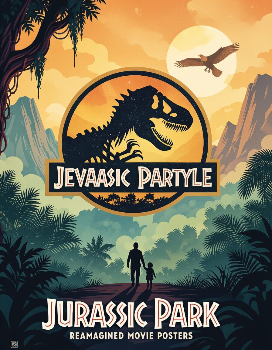 Jurassic Park Reimagined Poster in Surreal Space Style