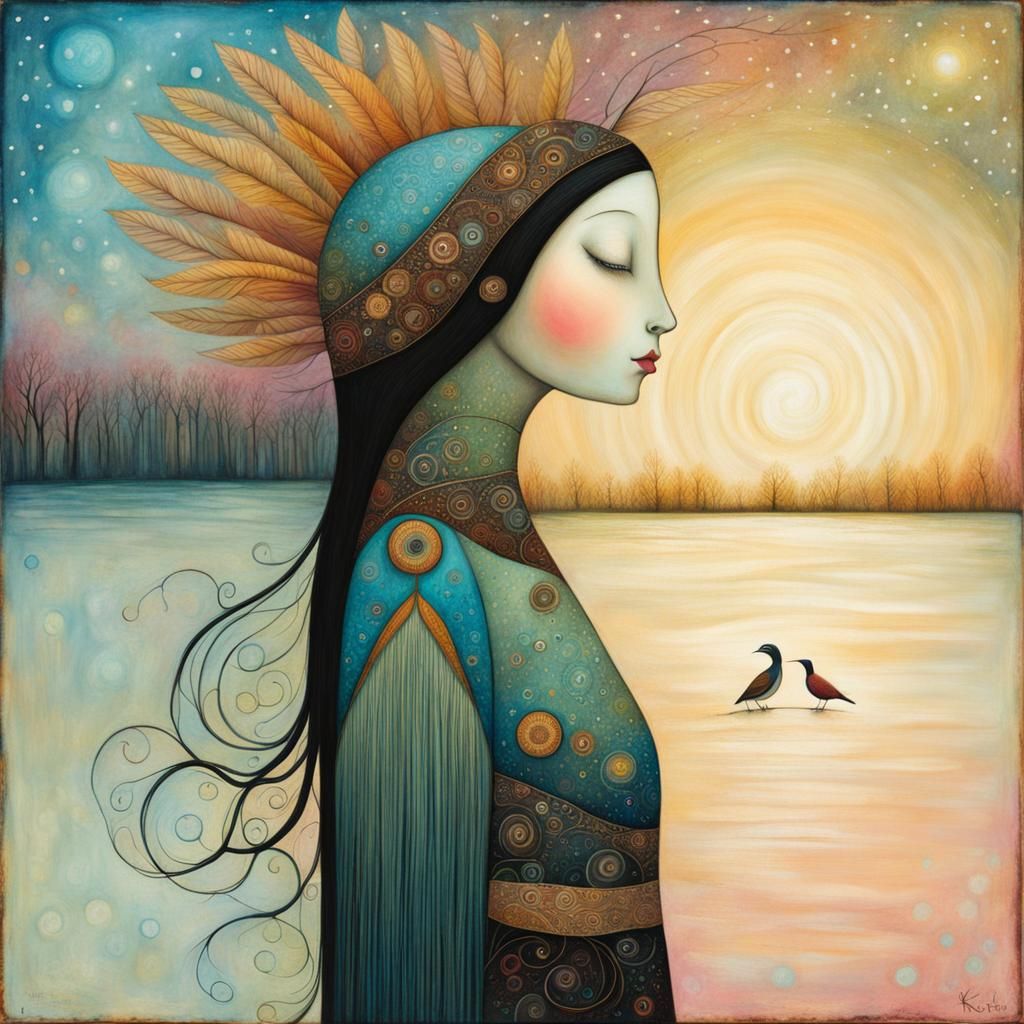 Dreamlike Bird in Art Brut Style