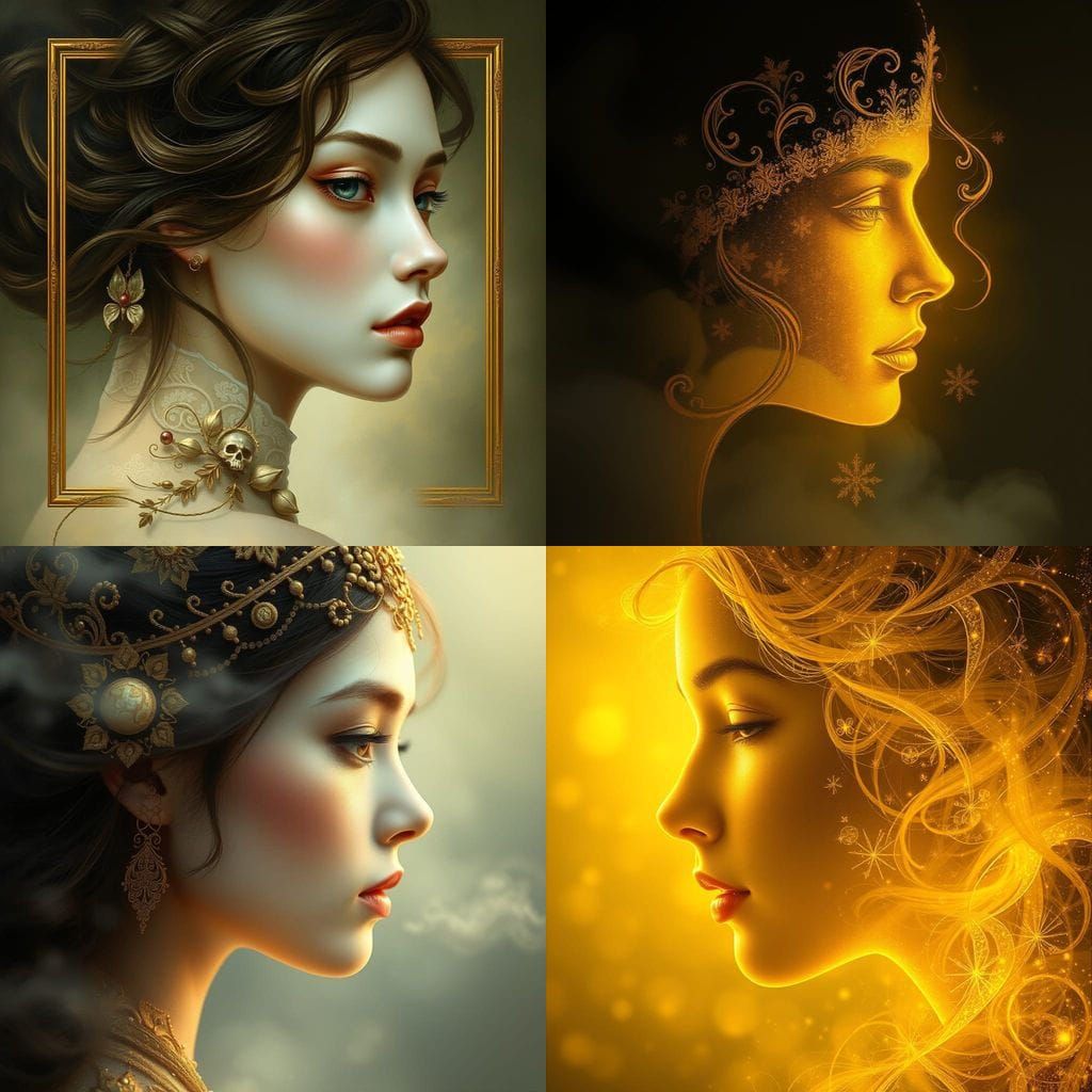 Abstract Gold Female Face in Ethereal Style