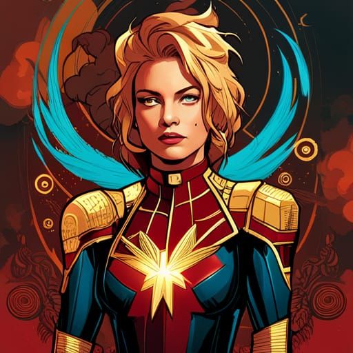Steampunk Captain Marvel with Luminous Colors