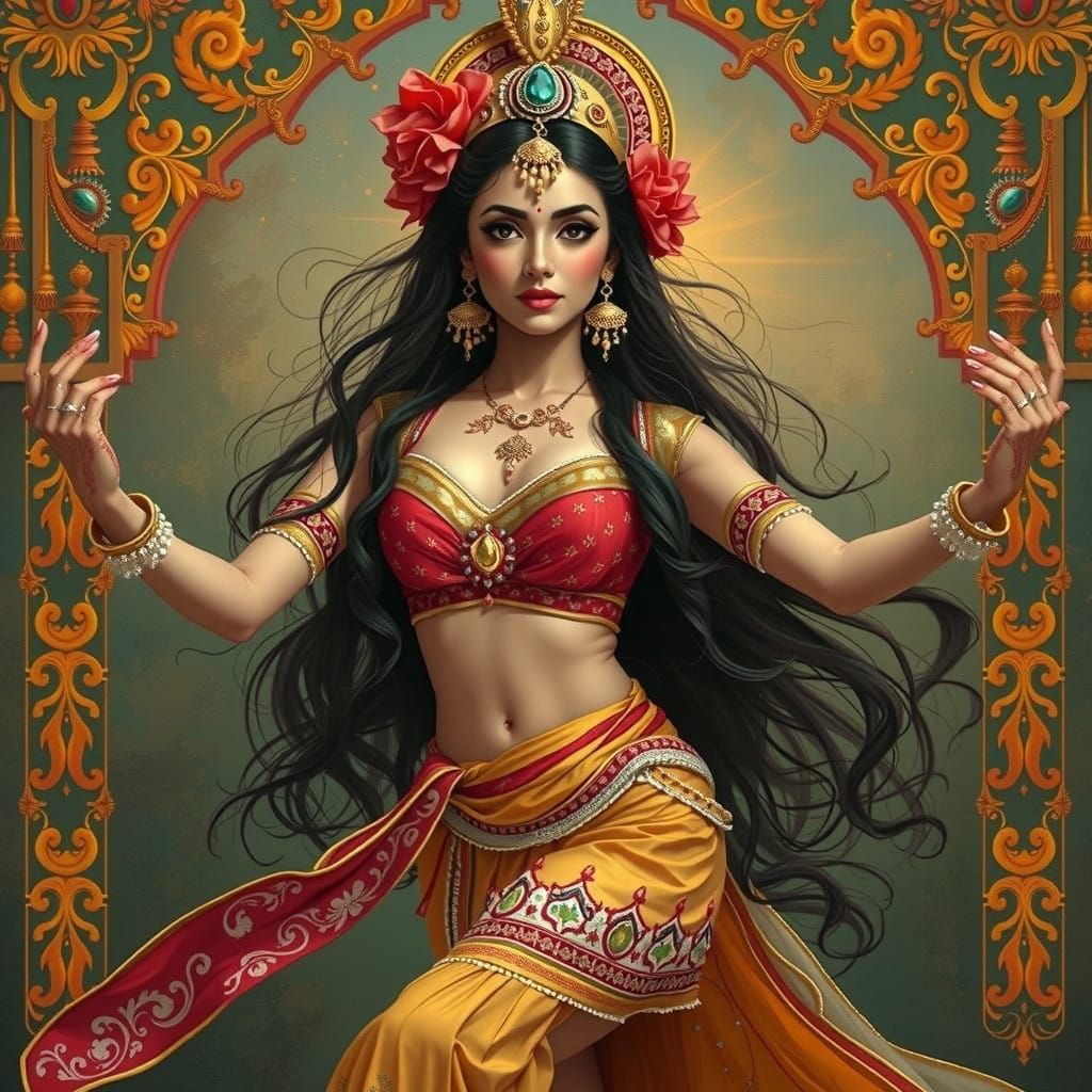 Indian Dancer in Elegant, Ornate Pose