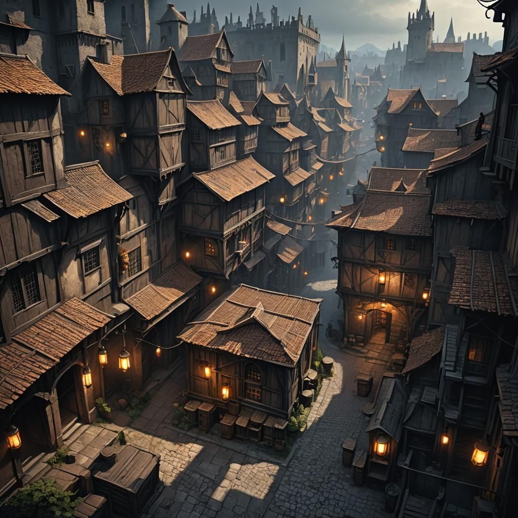 Dark medieval city