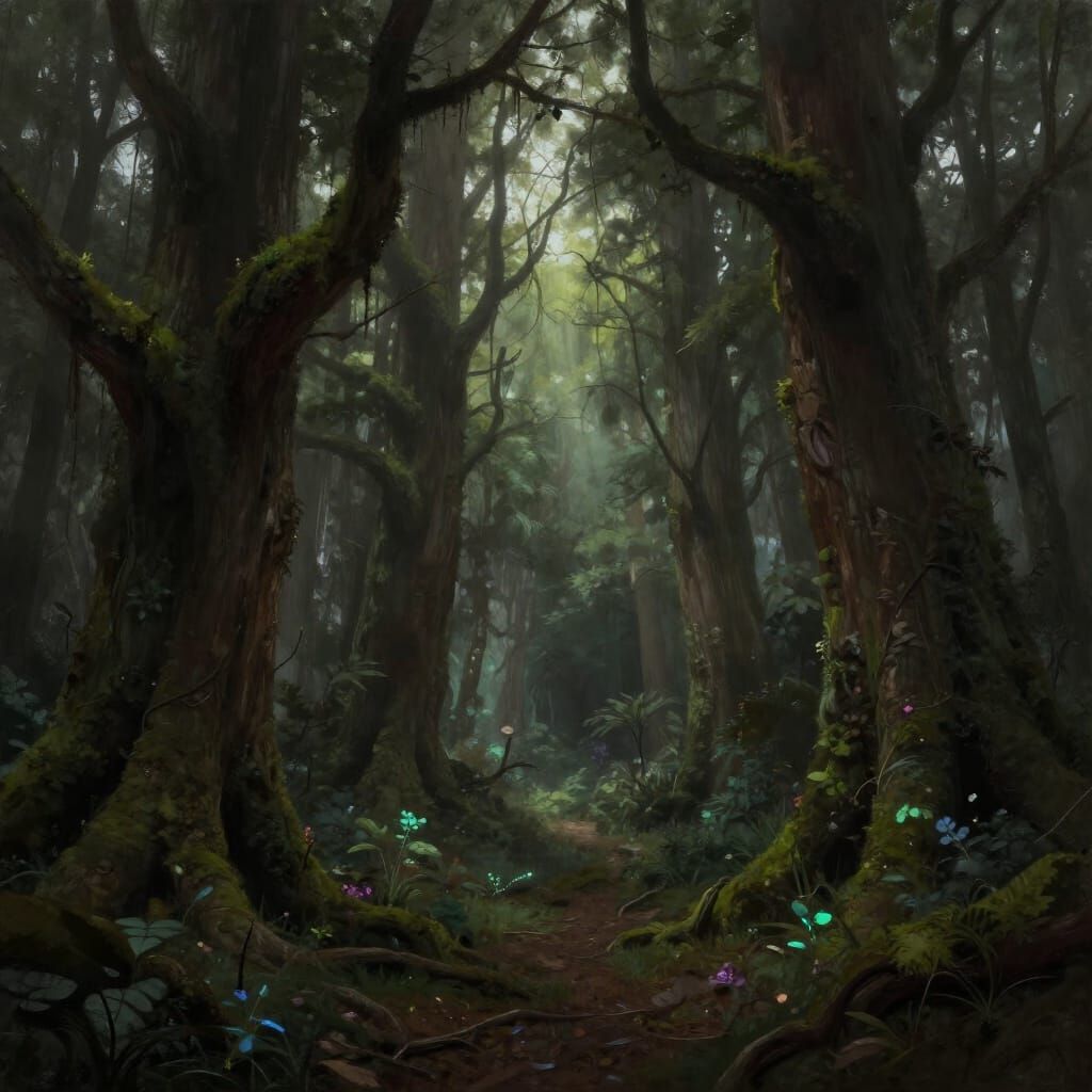 Haunting Abandoned Forest Digital Painting