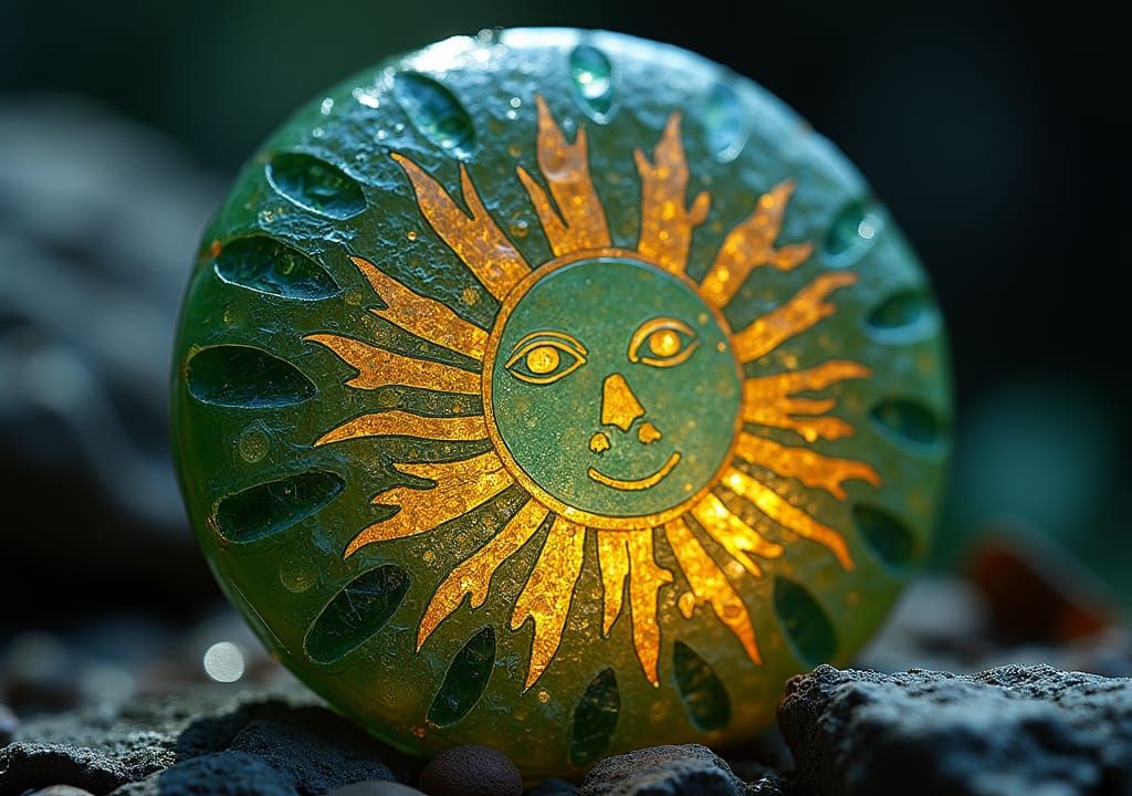 Sea Glass Portrait with Intricate Engravings