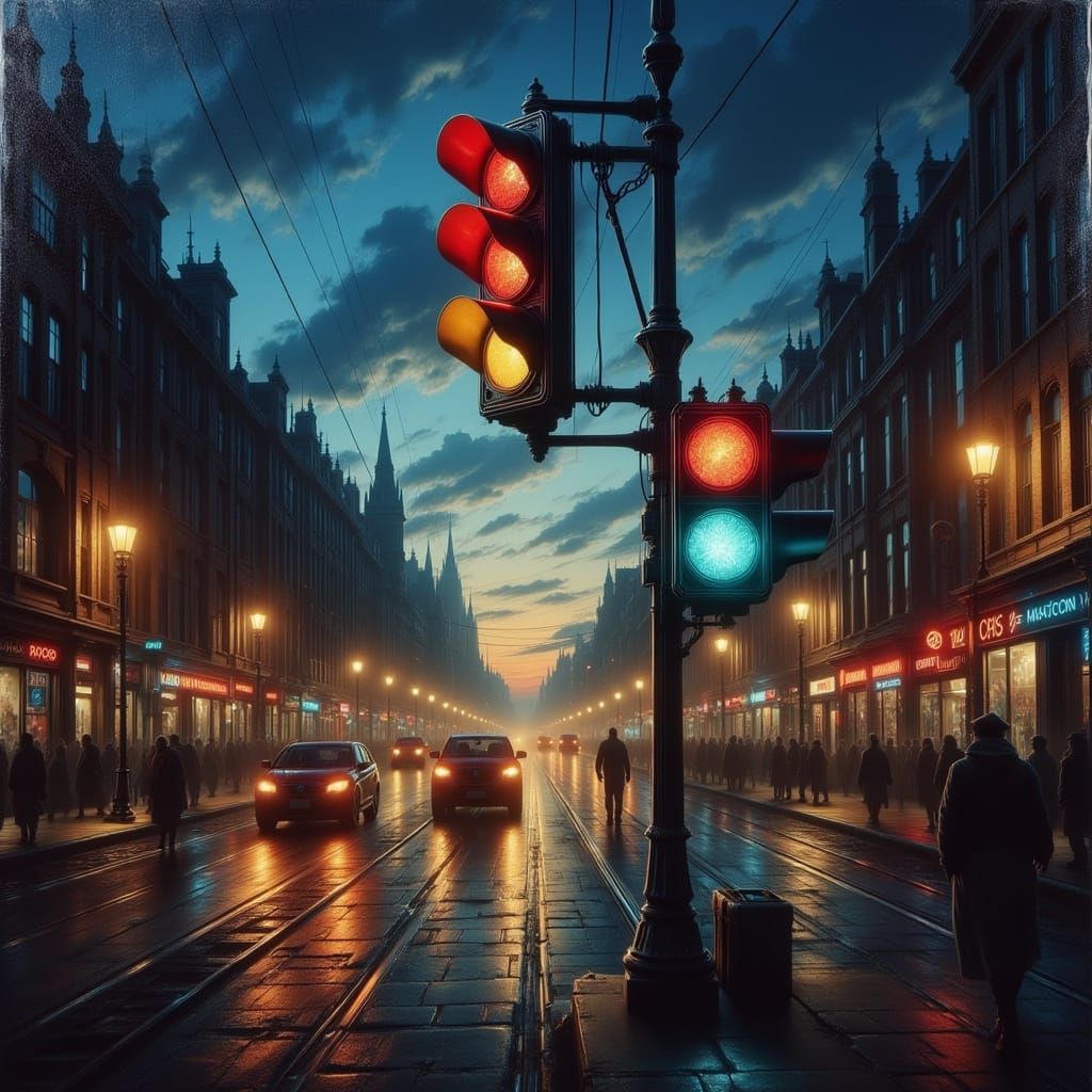 Garrett Morgan's Traffic Signal Oil Painting