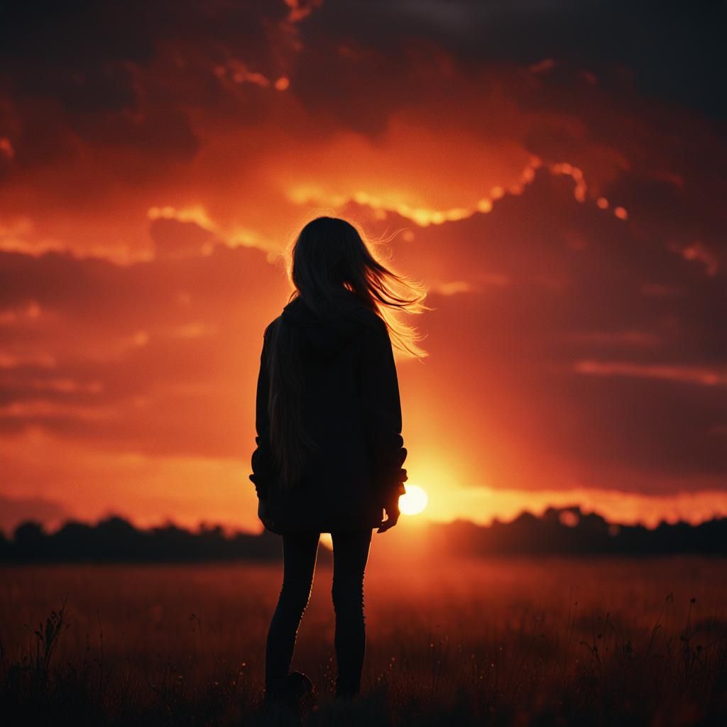 Silhouette Sunset: Cinematic Film Still